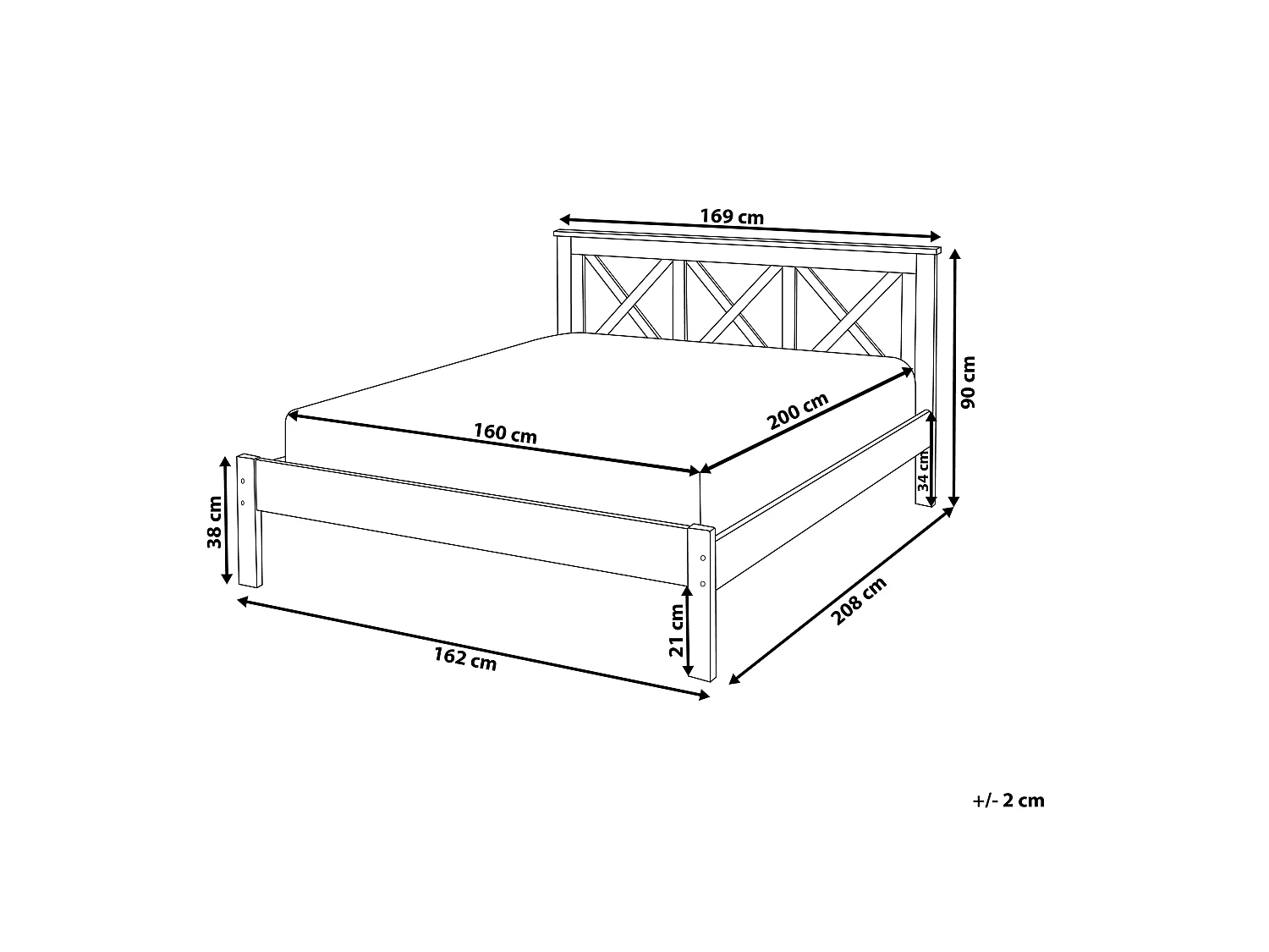 Letto Legno di pino TANNAY 160 x 200 cm Bianco