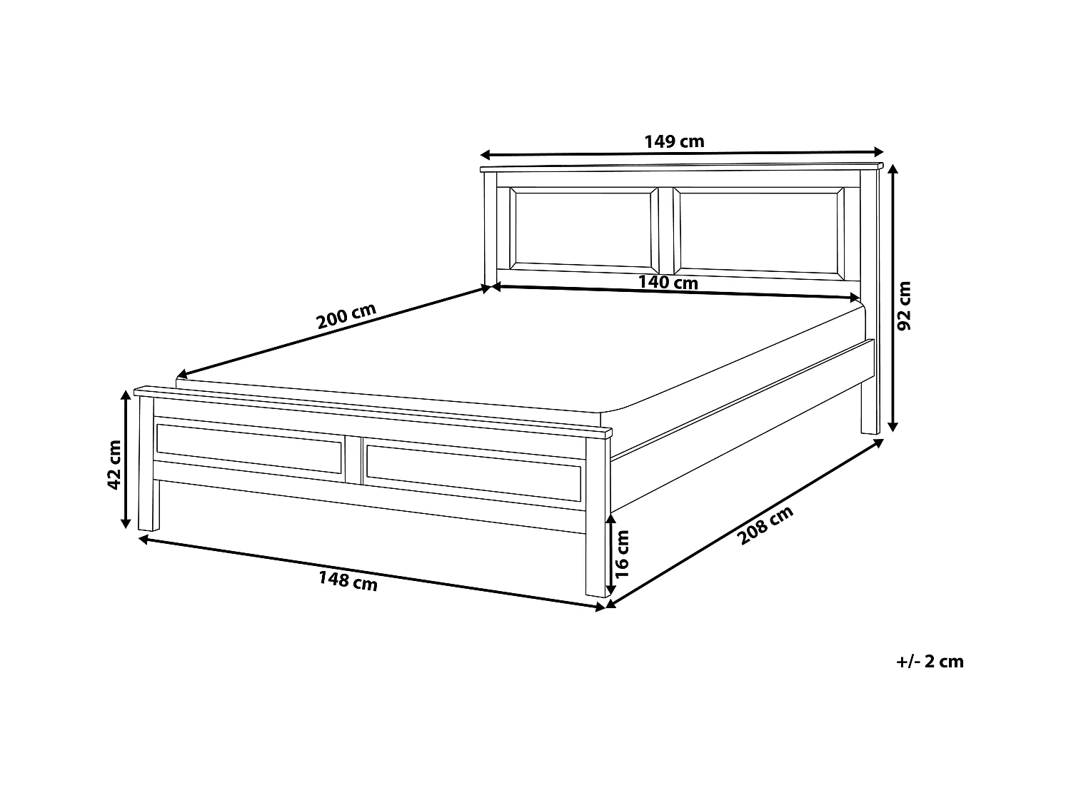 Bed Dennenhout OLIVET 140 x 200 cm Wit
