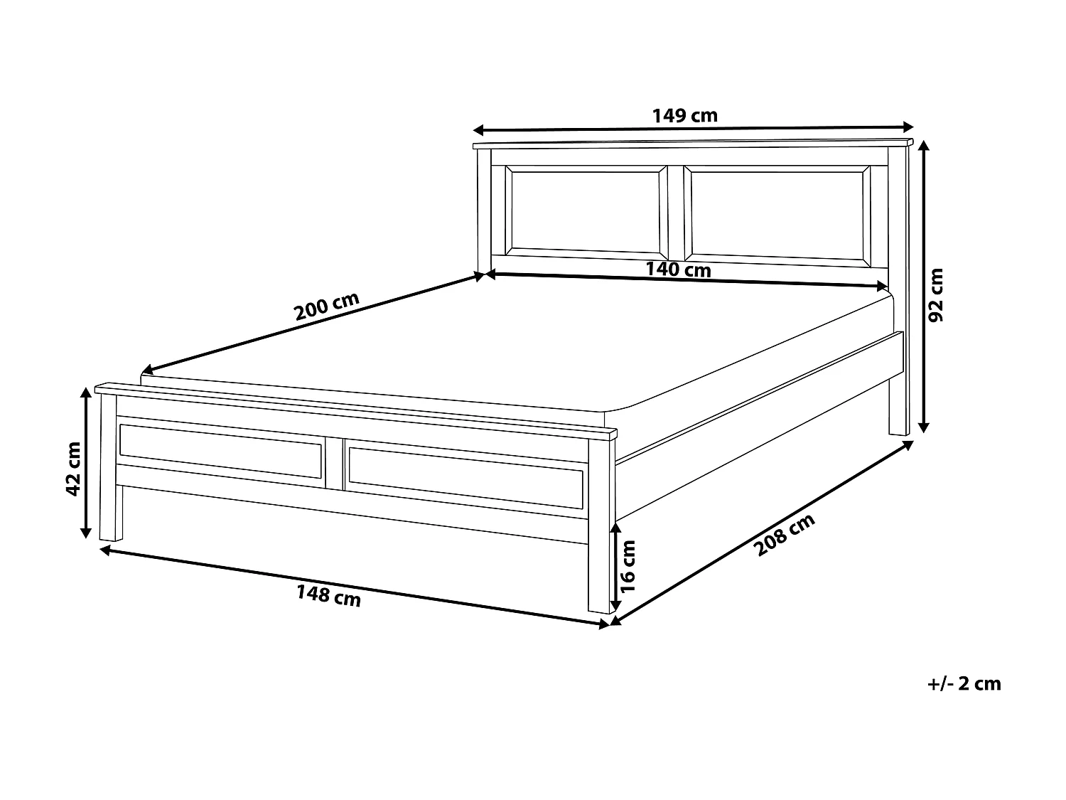 Letto Legno OLIVET 140 x 200 cm Bianco