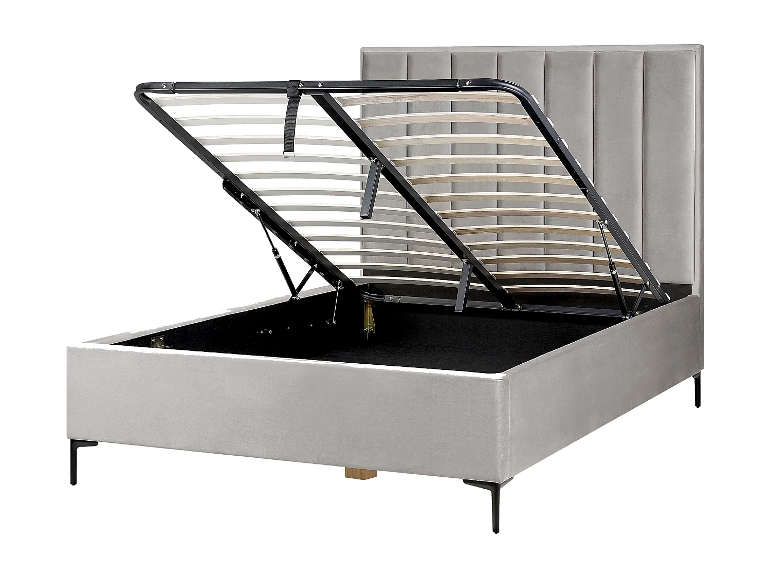 Lit ottoman Velours SEZANNE 140 x 200 cm Gris clair