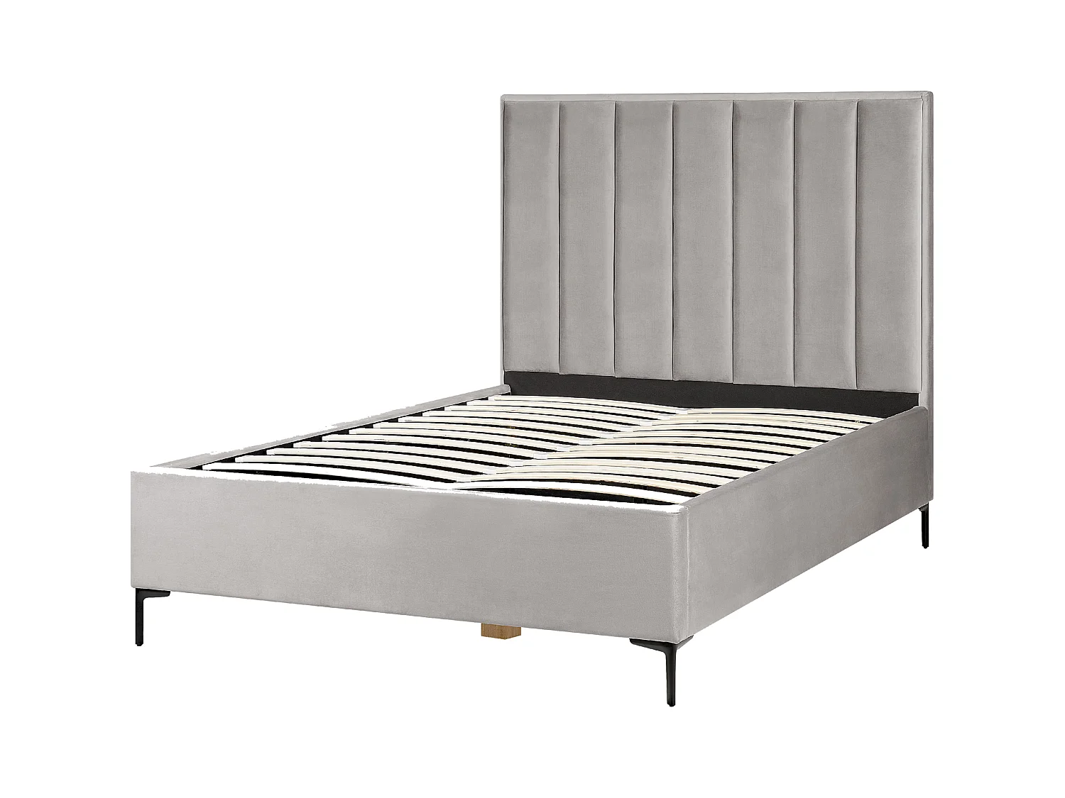 Lit ottoman Velours SEZANNE 140 x 200 cm Gris clair