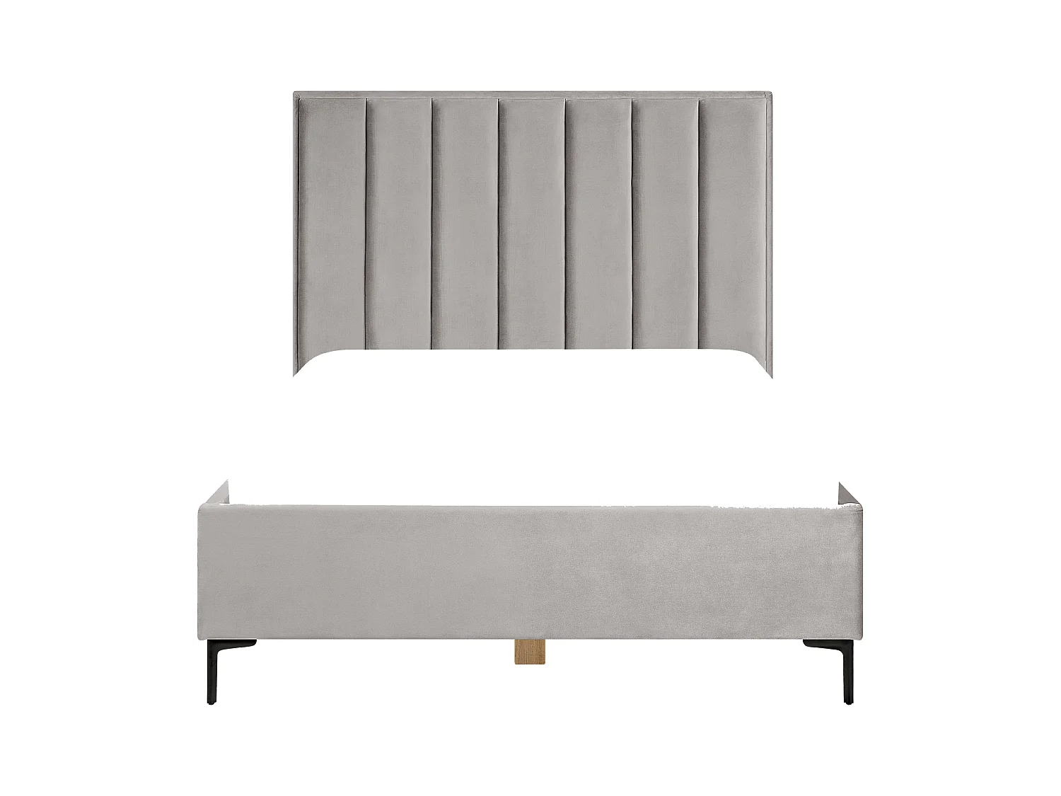 Lit ottoman Velours SEZANNE 140 x 200 cm Gris clair