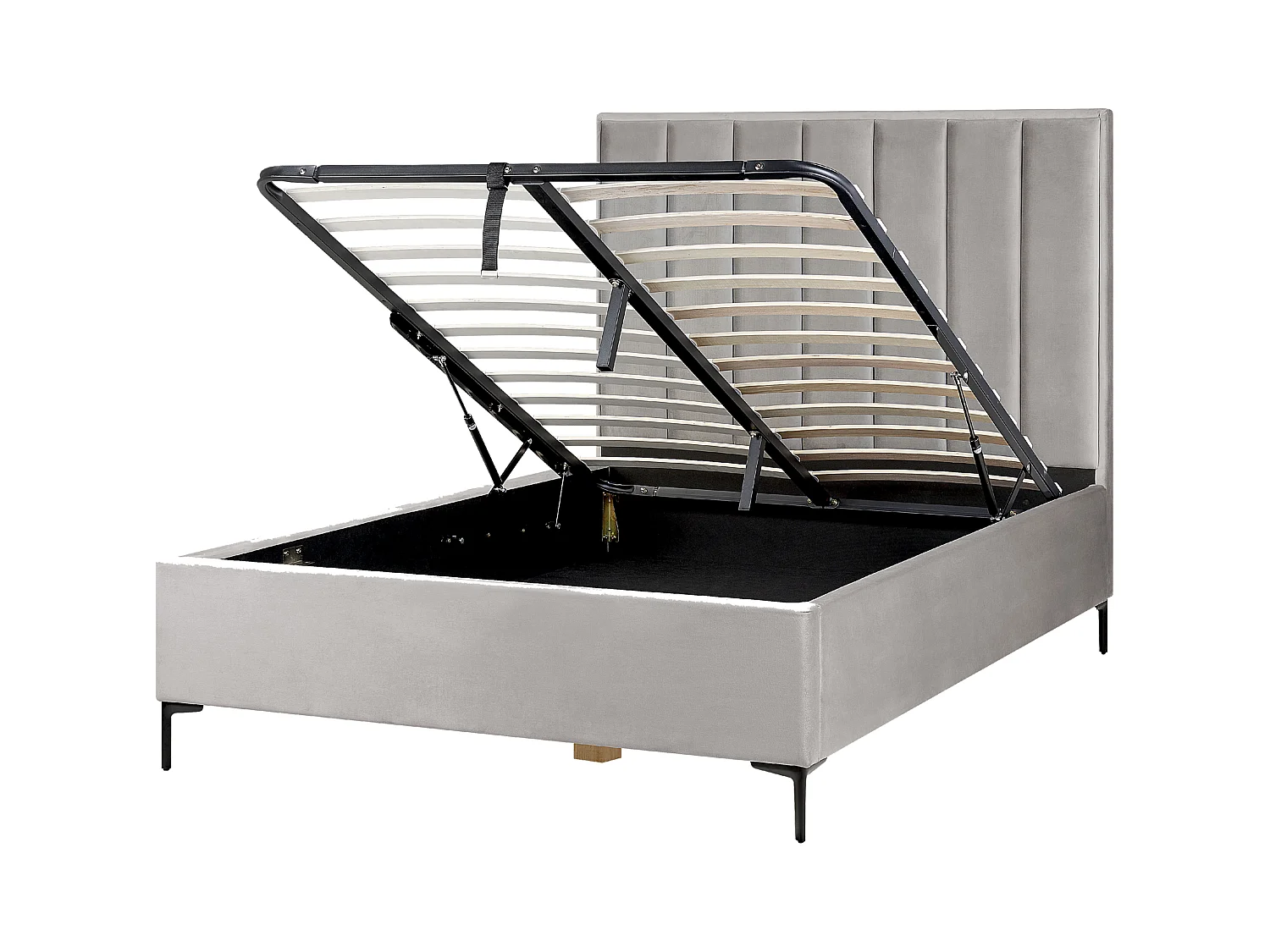 Letto con ottomano Velluto SEZANNE 140 x 200 cm Grigio chiaro