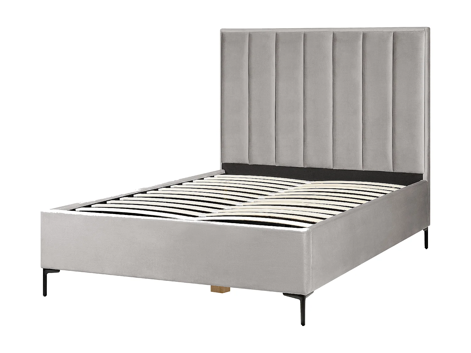 Lit ottoman Velours SEZANNE 140 x 200 cm Gris clair