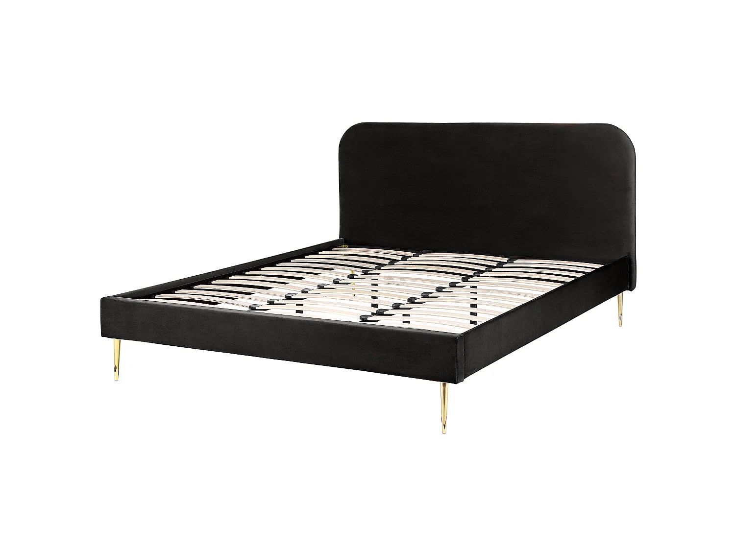 Lit avec sommier Velours FLAYAT 180 x 200 cm Noir
