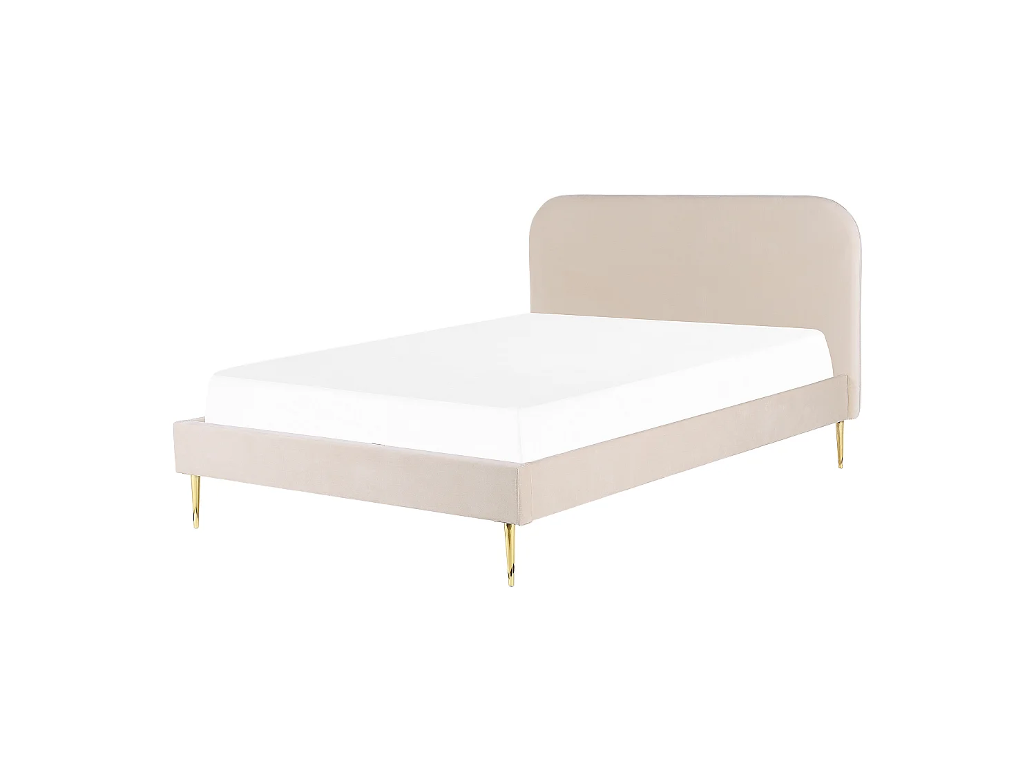 Lit avec sommier Velours FLAYAT 180 x 200 cm Beige clair
