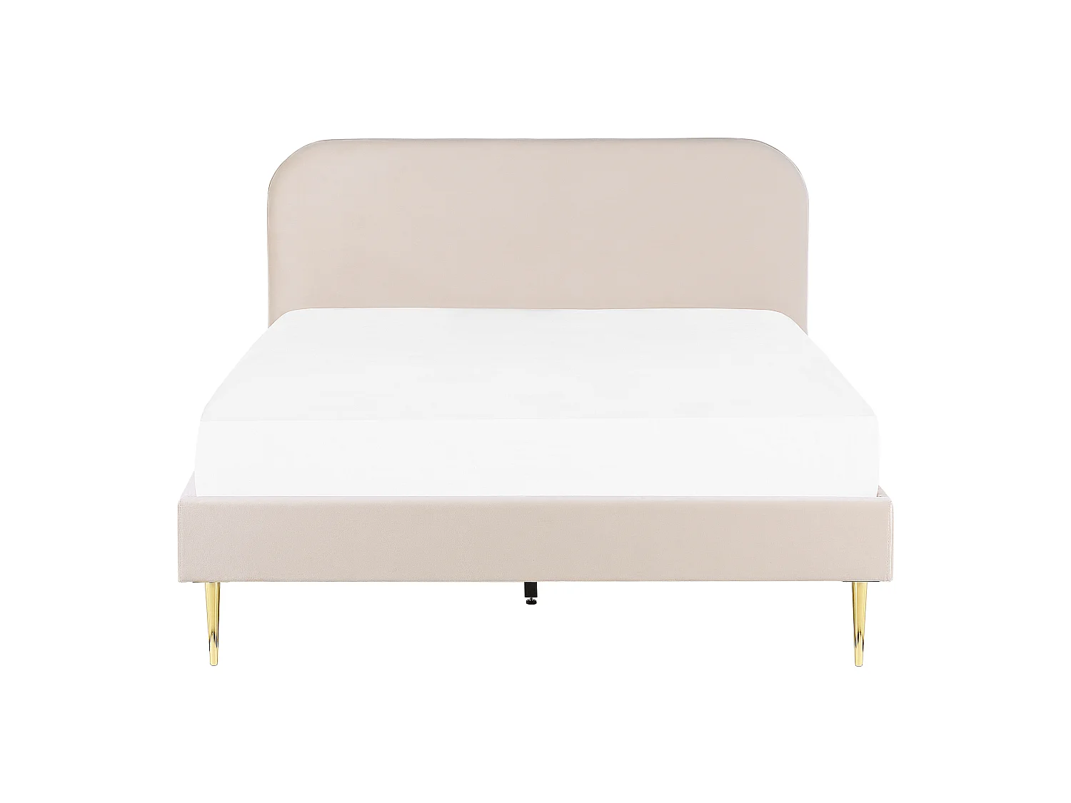 Polsterbett Samtstoff beige mit Lattenrost 180 x 200 cm Metallfüße gold Flayat