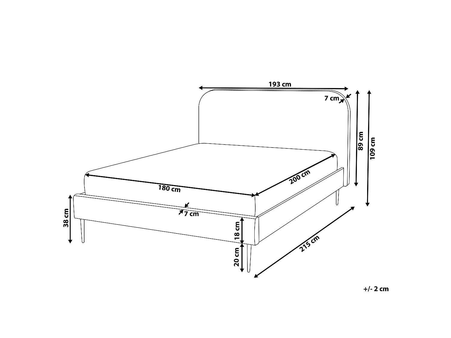 Letto Velluto FLAYAT 180 x 200 cm Beige chiaro