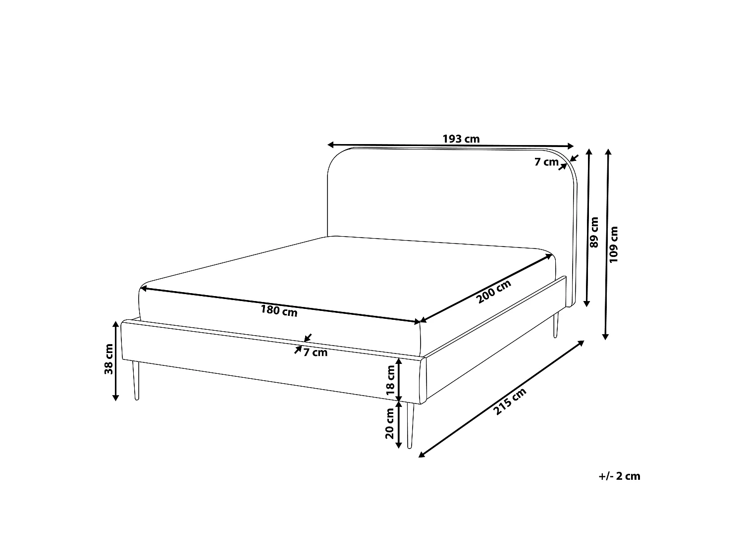 Bed Fluweel FLAYAT 180 x 200 cm Lichtbeige