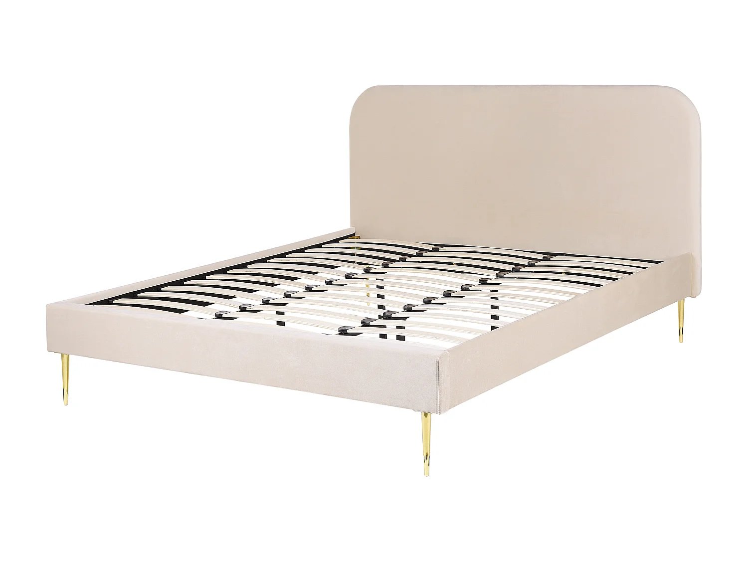 Lit avec sommier Velours FLAYAT 180 x 200 cm Beige clair