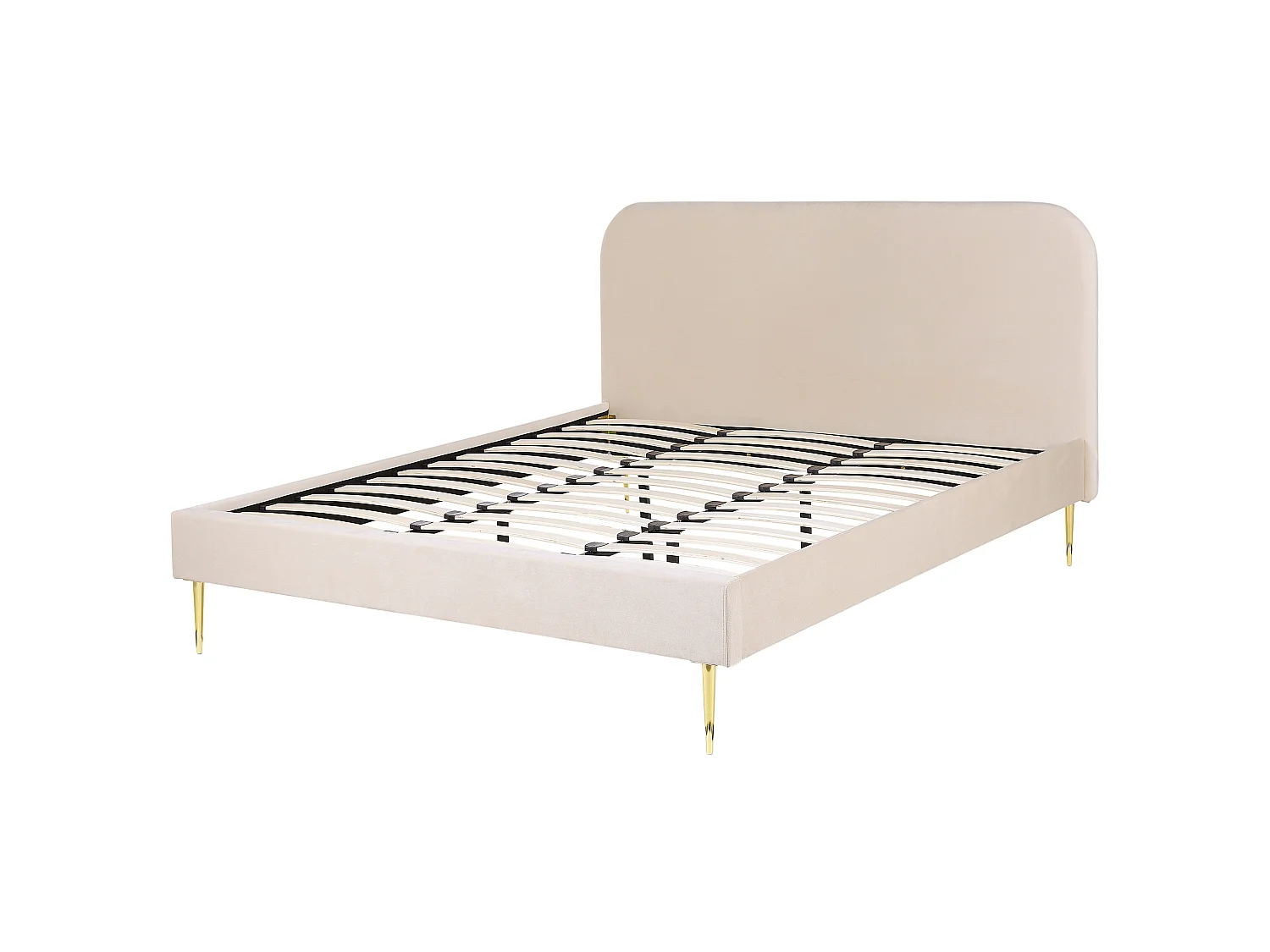 Lit avec sommier Velours FLAYAT 180 x 200 cm Beige clair