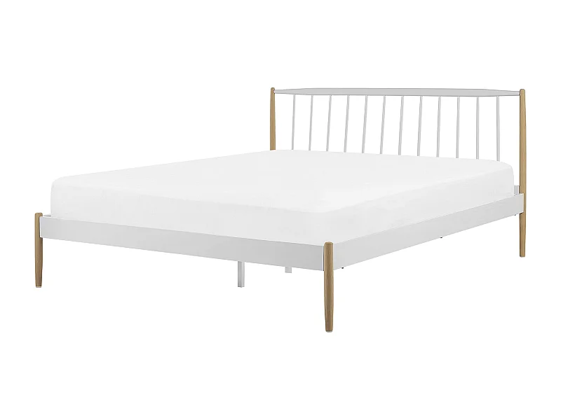 Bett mit Lattenrost Metall MAURS 140 x 200 cm Weiss