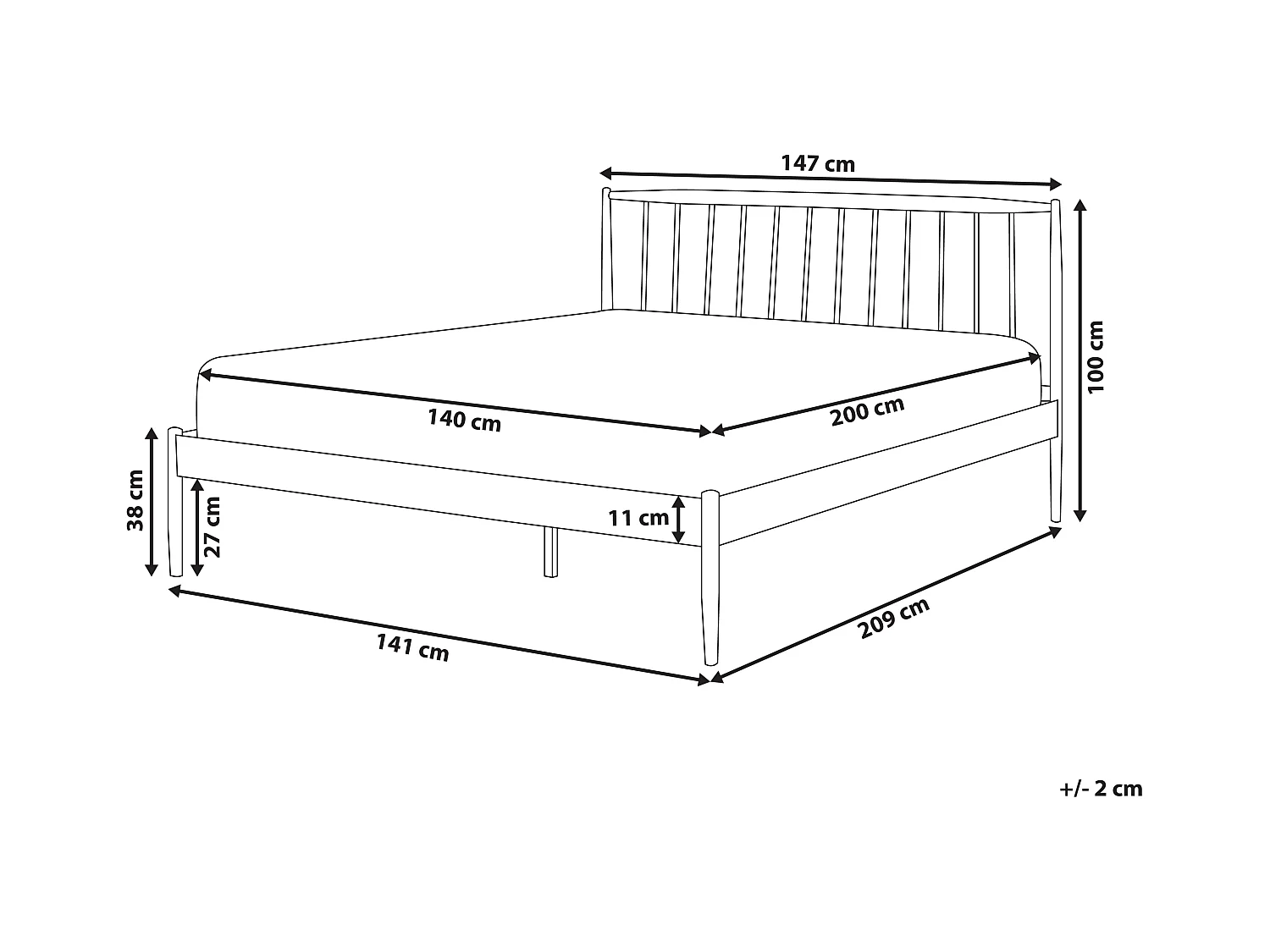 Letto Metallo MAURS 140 x 200 cm Bianco