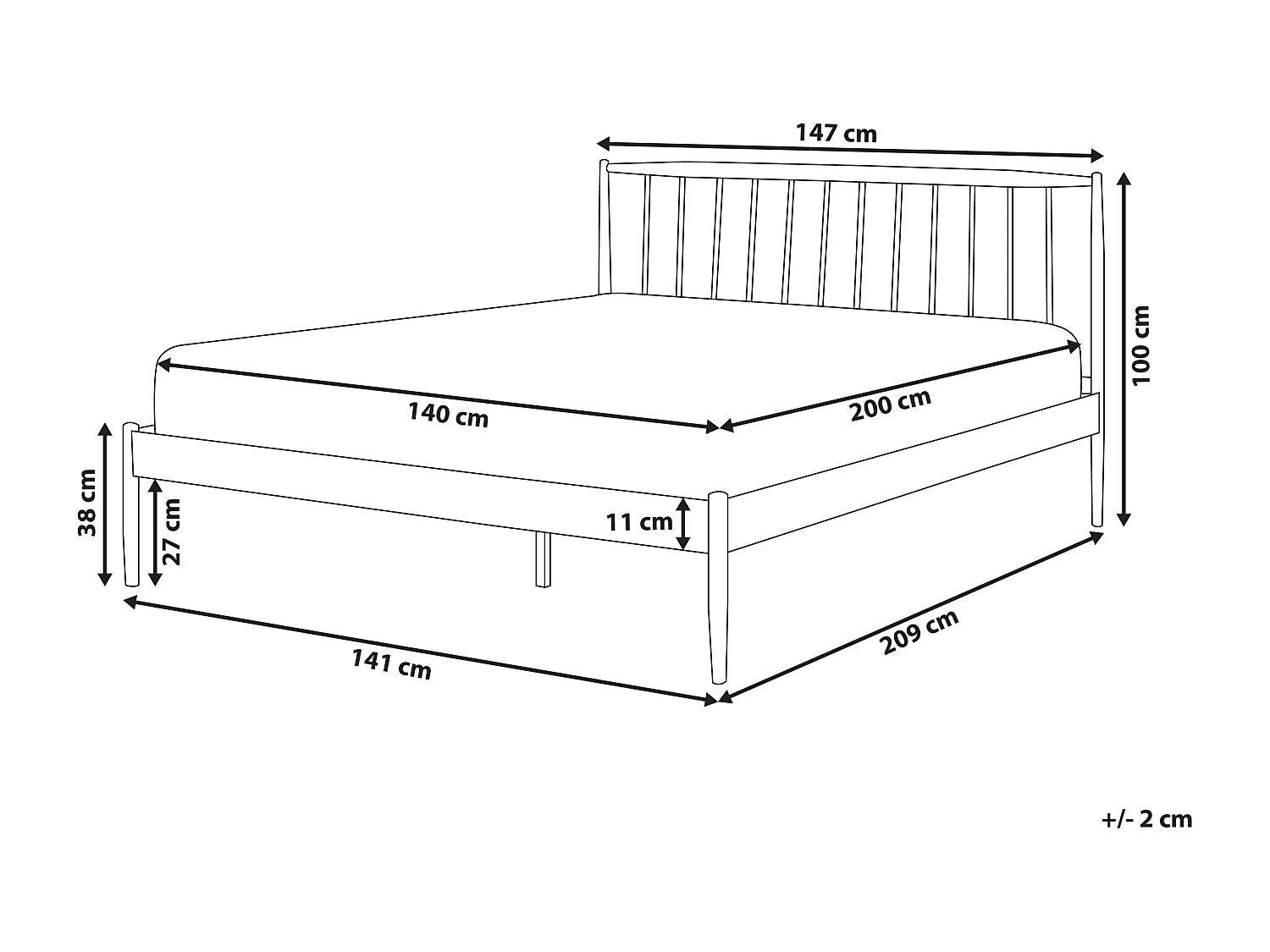 Bed Metaal MAURS 140 x 200 cm Wit