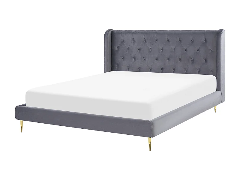 Bed Fluweel FORBACH 160 x 200 cm Grijs