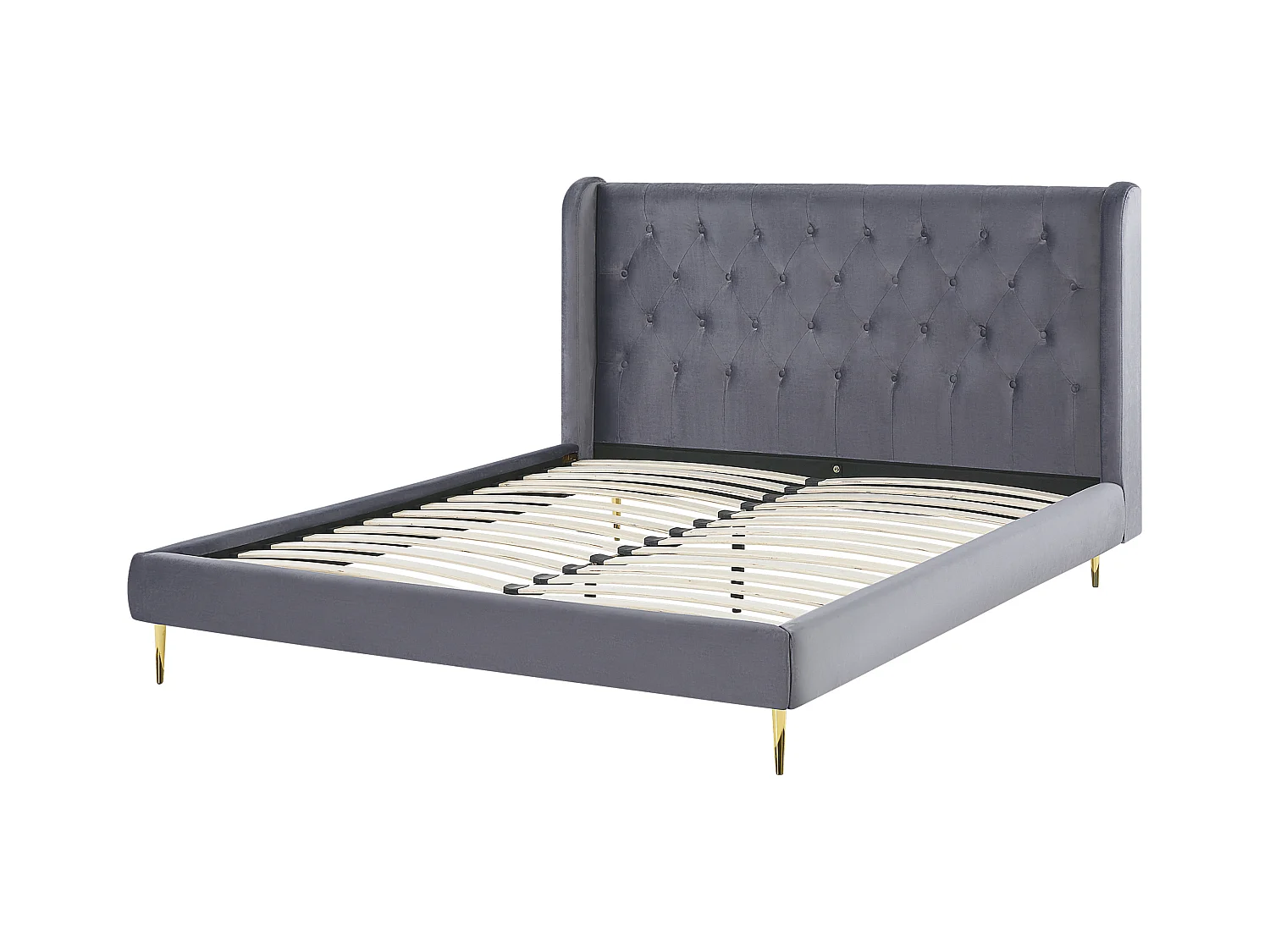 Bed Fluweel FORBACH 160 x 200 cm Grijs