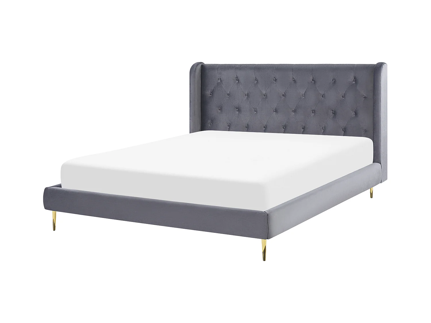 Lit avec sommier Velours FORBACH 160 x 200 cm Gris