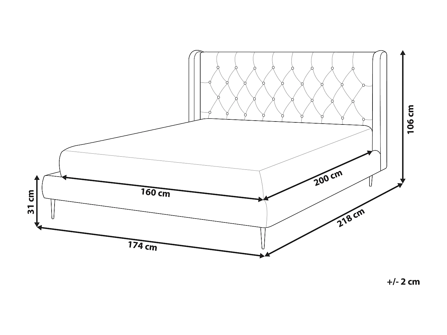 Cama Terciopelo FORBACH 160 x 200 cm Gris