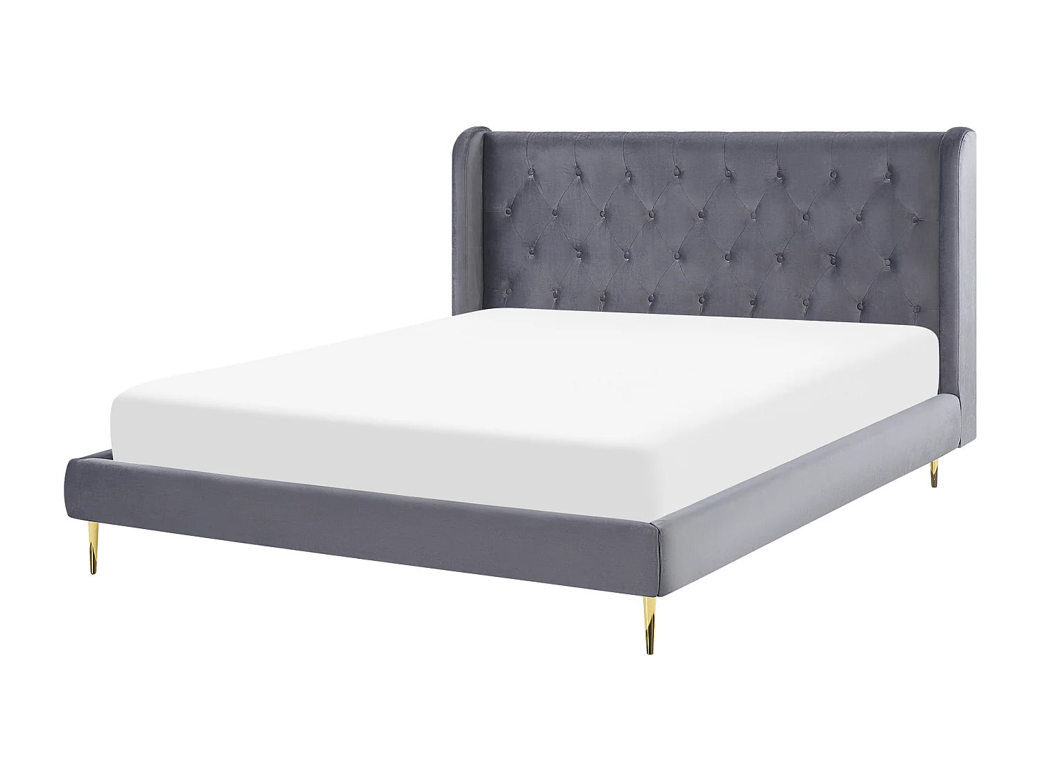 Lit avec sommier Velours FORBACH 160 x 200 cm Gris