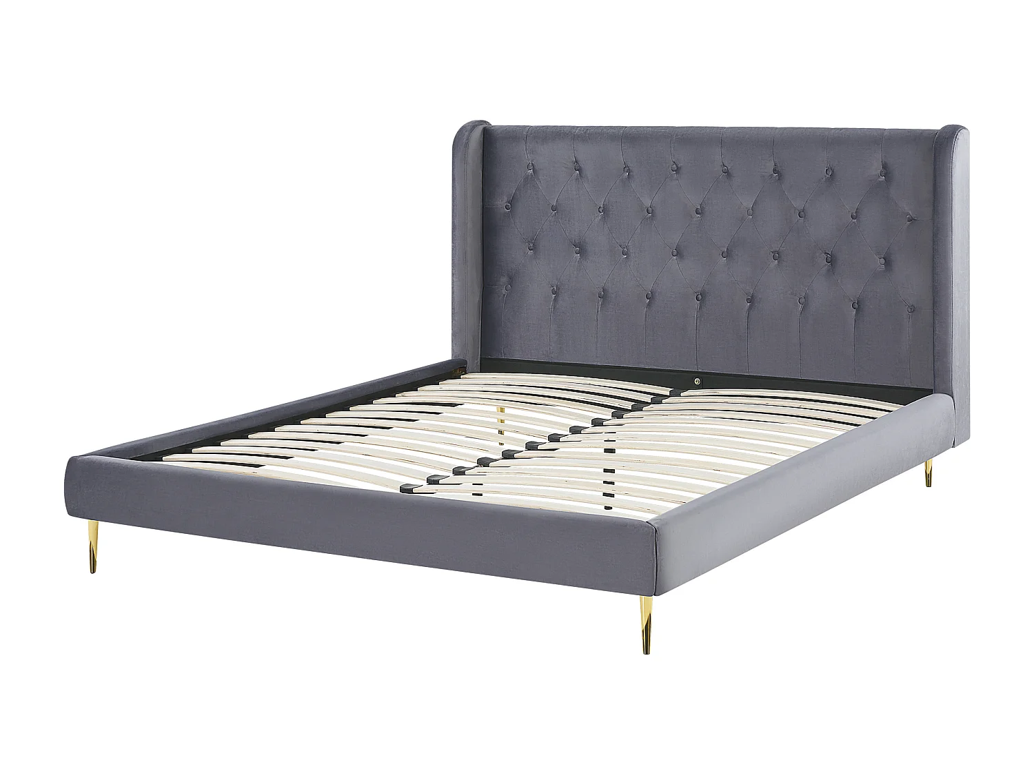Lit avec sommier Velours FORBACH 160 x 200 cm Gris