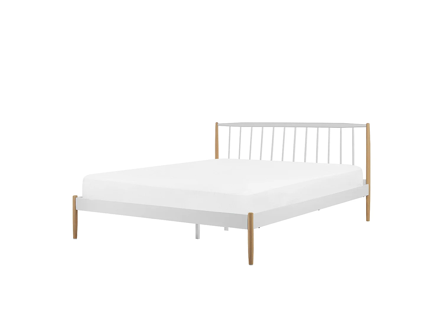 Minimalistisches Metallbett weiß mit hohem Kopfteil Lattenrost 180x200 cm Maurs