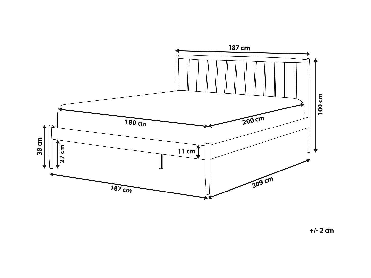 Minimalistisches Metallbett weiß mit hohem Kopfteil Lattenrost 180x200 cm Maurs
