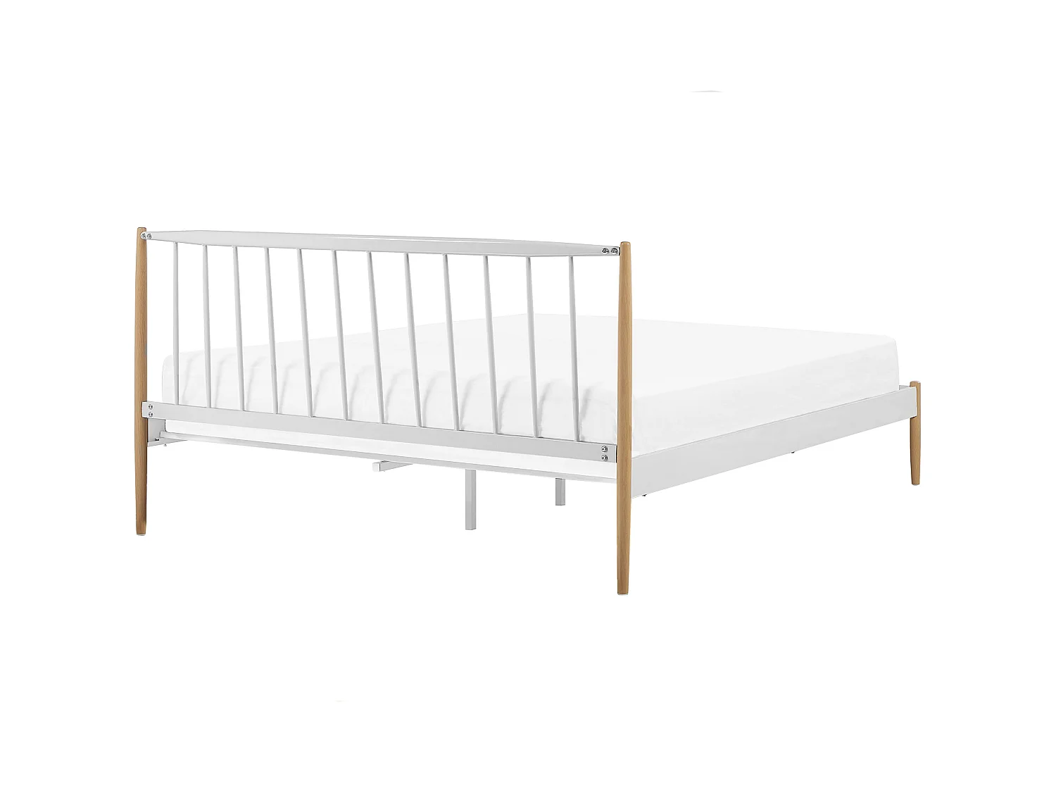 Minimalistisches Metallbett weiß mit hohem Kopfteil Lattenrost 180x200 cm Maurs