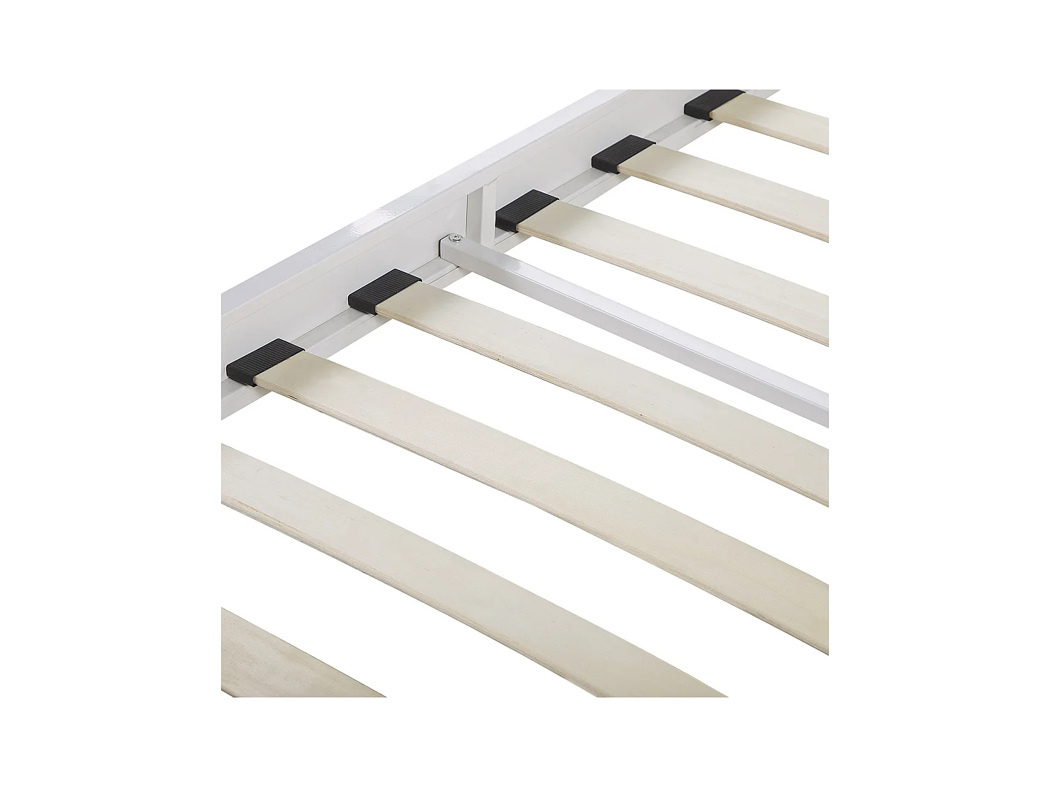 Minimalistisches Metallbett weiß mit hohem Kopfteil Lattenrost 180x200 cm Maurs