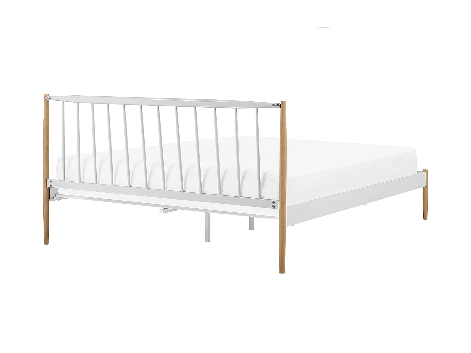 Minimalistisches Metallbett weiß mit hohem Kopfteil Lattenrost 180x200 cm Maurs