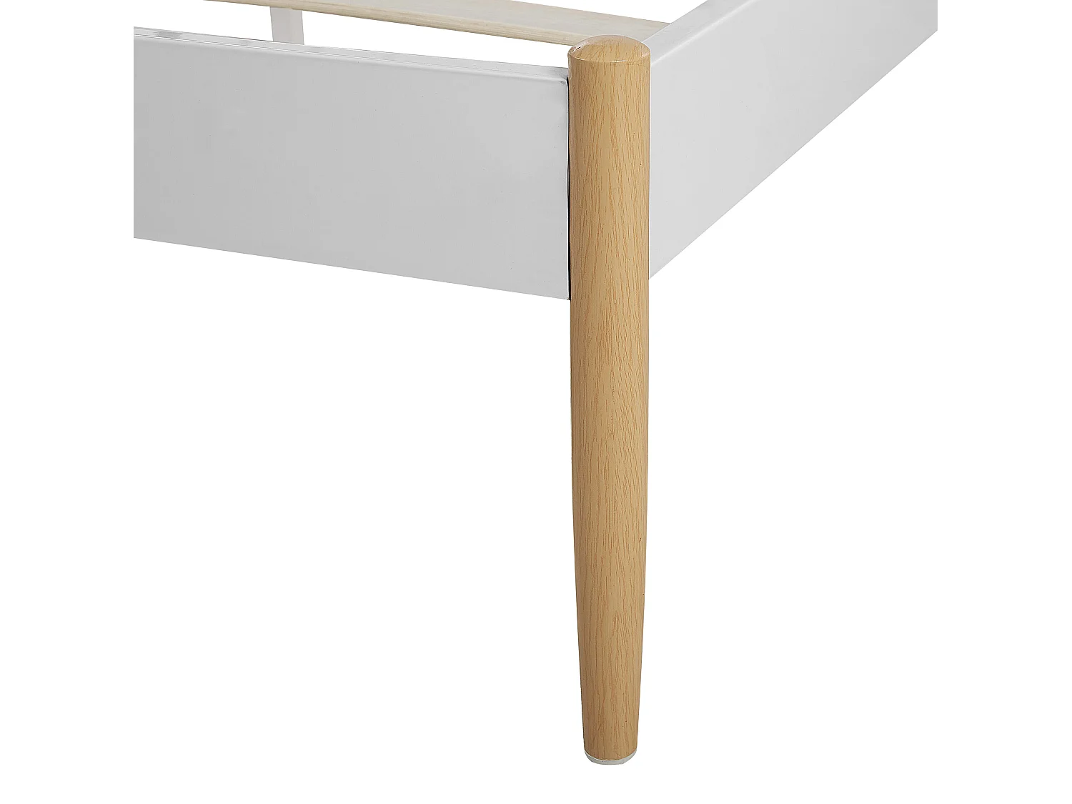 Minimalistisches Metallbett weiß mit hohem Kopfteil Lattenrost 180x200 cm Maurs