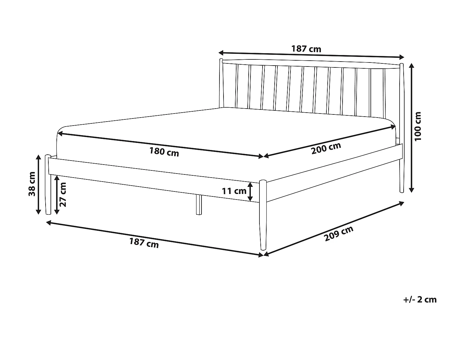 Cama Metal MAURS 180 x 200 cm Branco