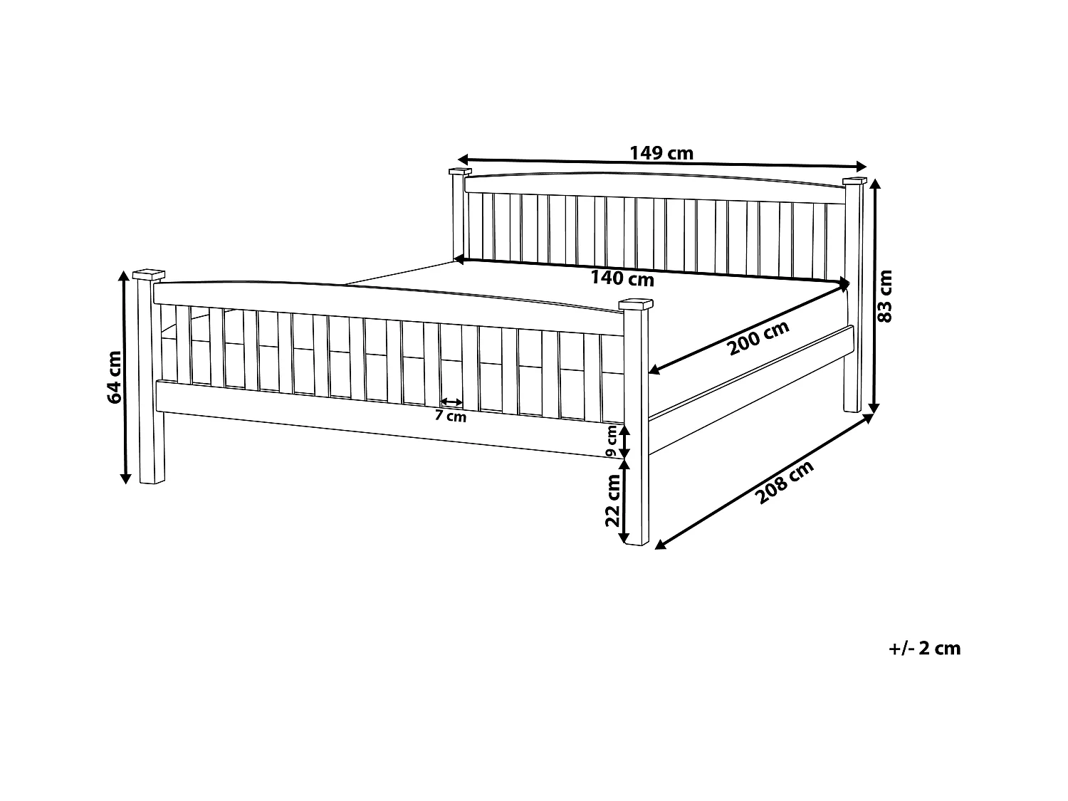Letto Legno GIVERNY 140 x 200 cm Bianco