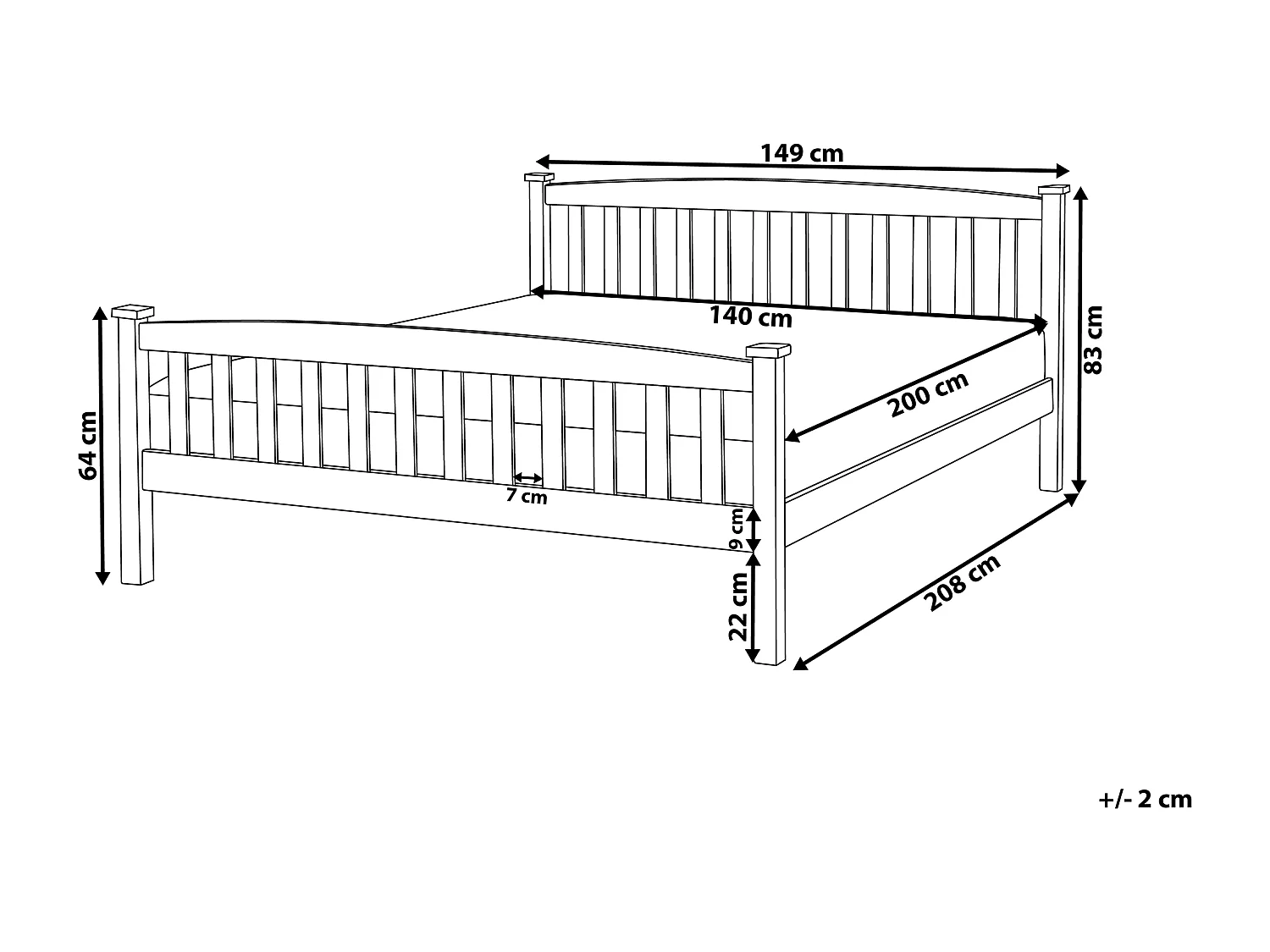 Bed Dennenhout GIVERNY 140 x 200 cm Wit
