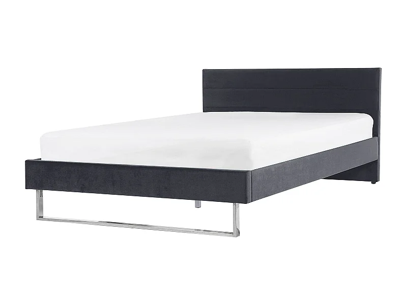 Elegantes Doppelbett aus hochwertigem Samtstoff grau 180x200 cm Bellou