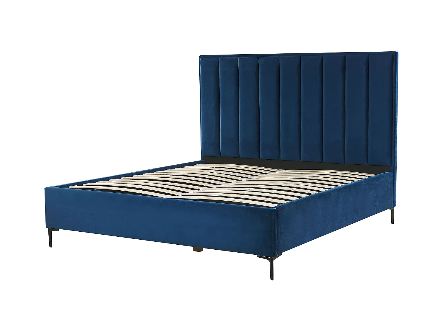 Letto con ottomano Velluto SEZANNE 180 x 200 cm Blu marino