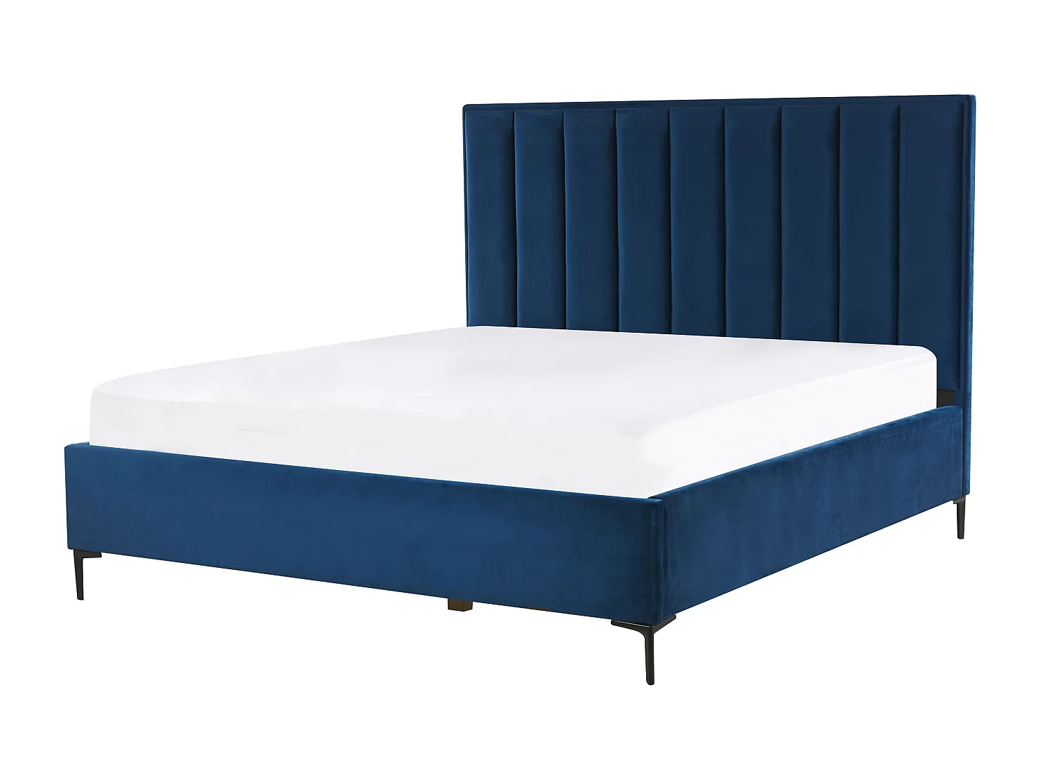 Lit ottoman Velours SEZANNE 180 x 200 cm Bleu marine