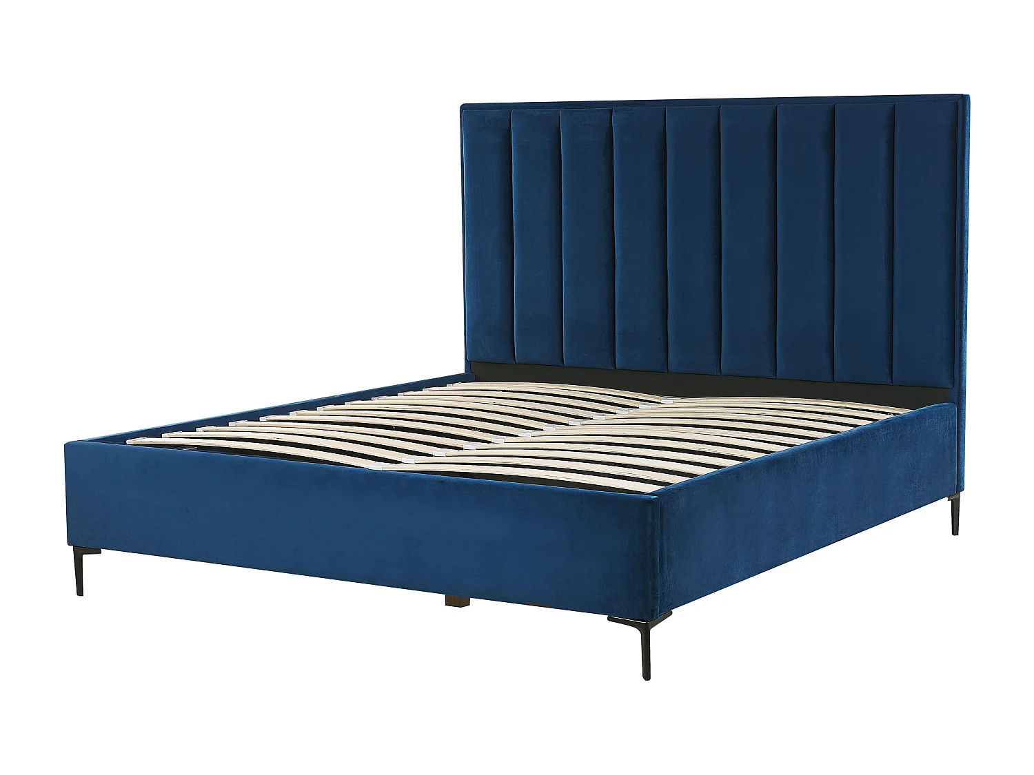 Lit ottoman Velours SEZANNE 180 x 200 cm Bleu marine