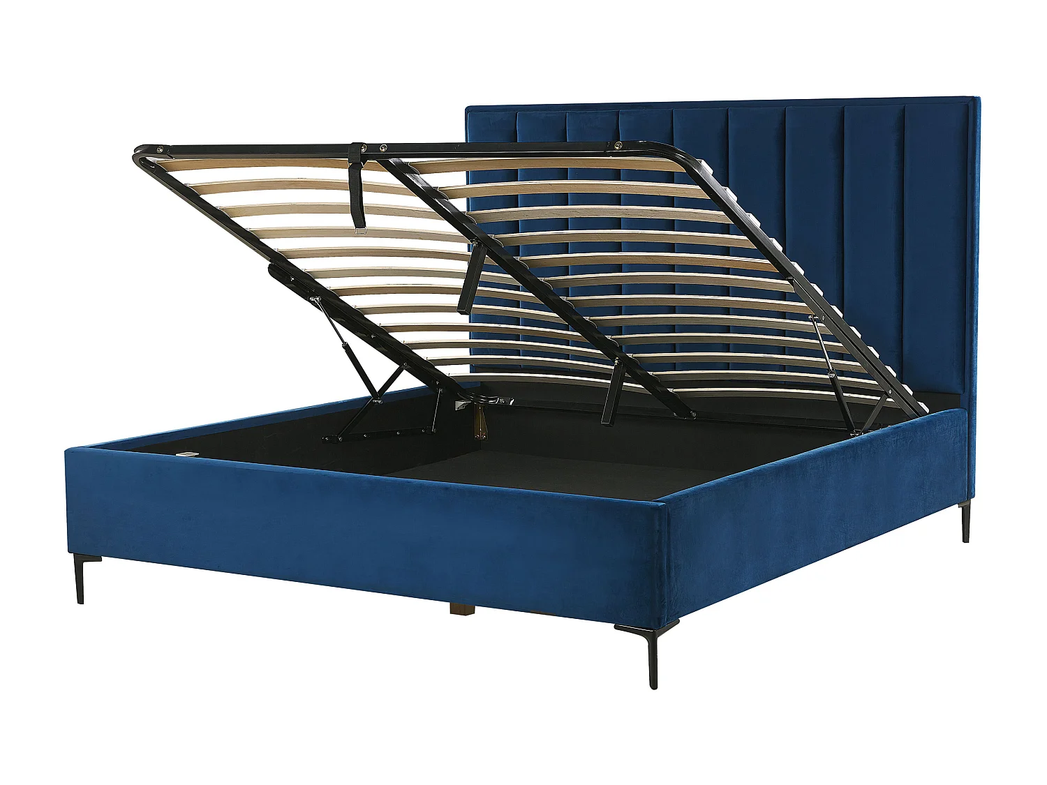 Bed met opbergruimte Fluweel SEZANNE 180 x 200 cm Marineblauw