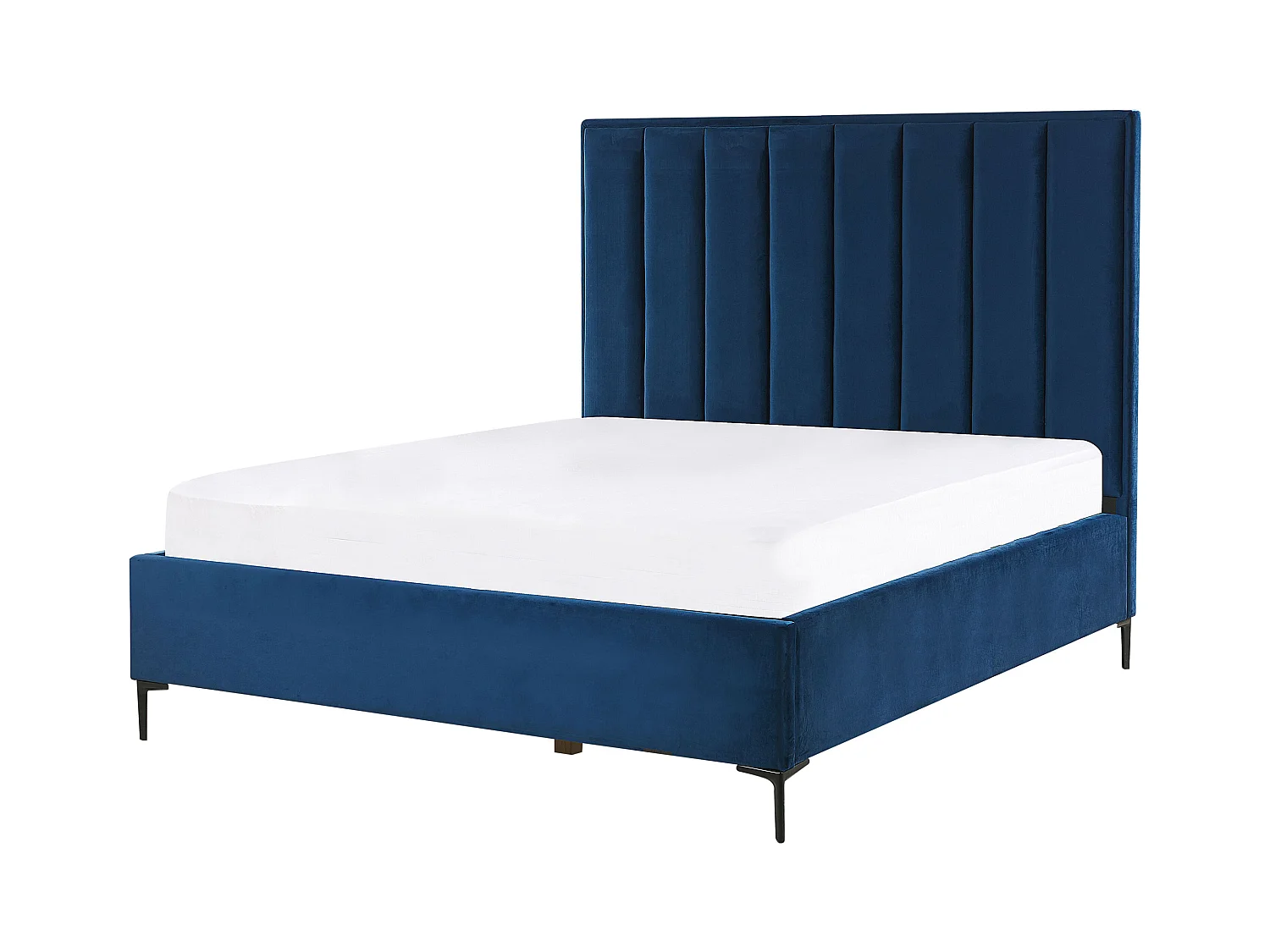 Polsterbett Samtstoff Blau 140x200 cm mit Bettkasten hochklappbar Sezanne