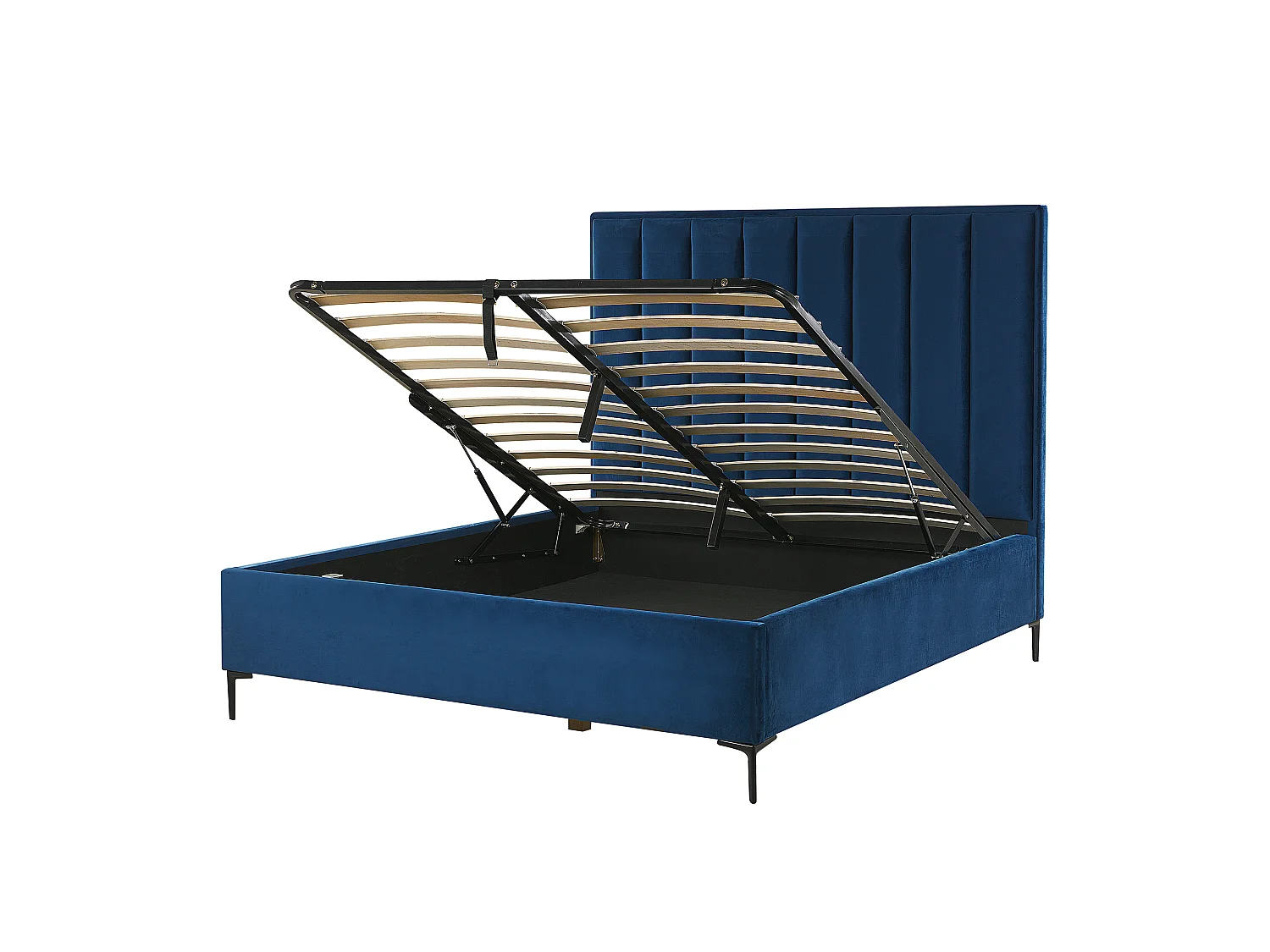 Lit ottoman Velours SEZANNE 140 x 200 cm Bleu marine
