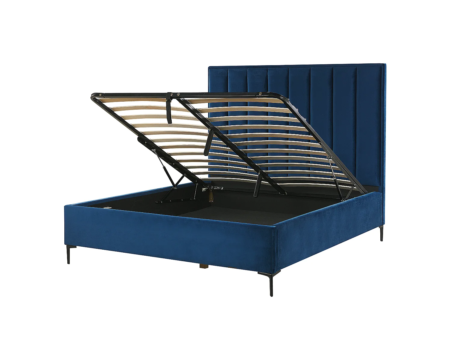 Lit ottoman Velours SEZANNE 140 x 200 cm Bleu marine