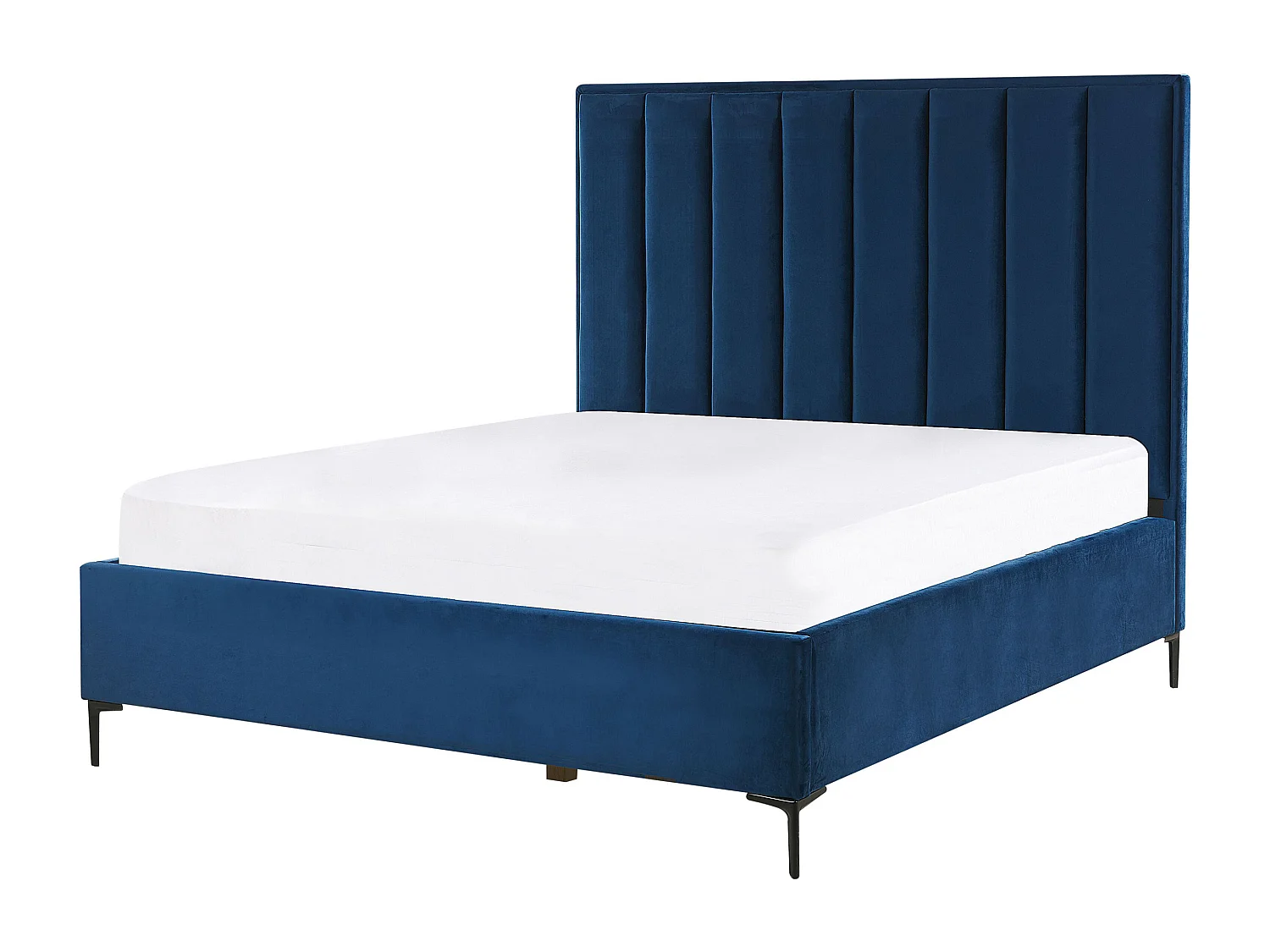 Lit ottoman Velours SEZANNE 140 x 200 cm Bleu marine