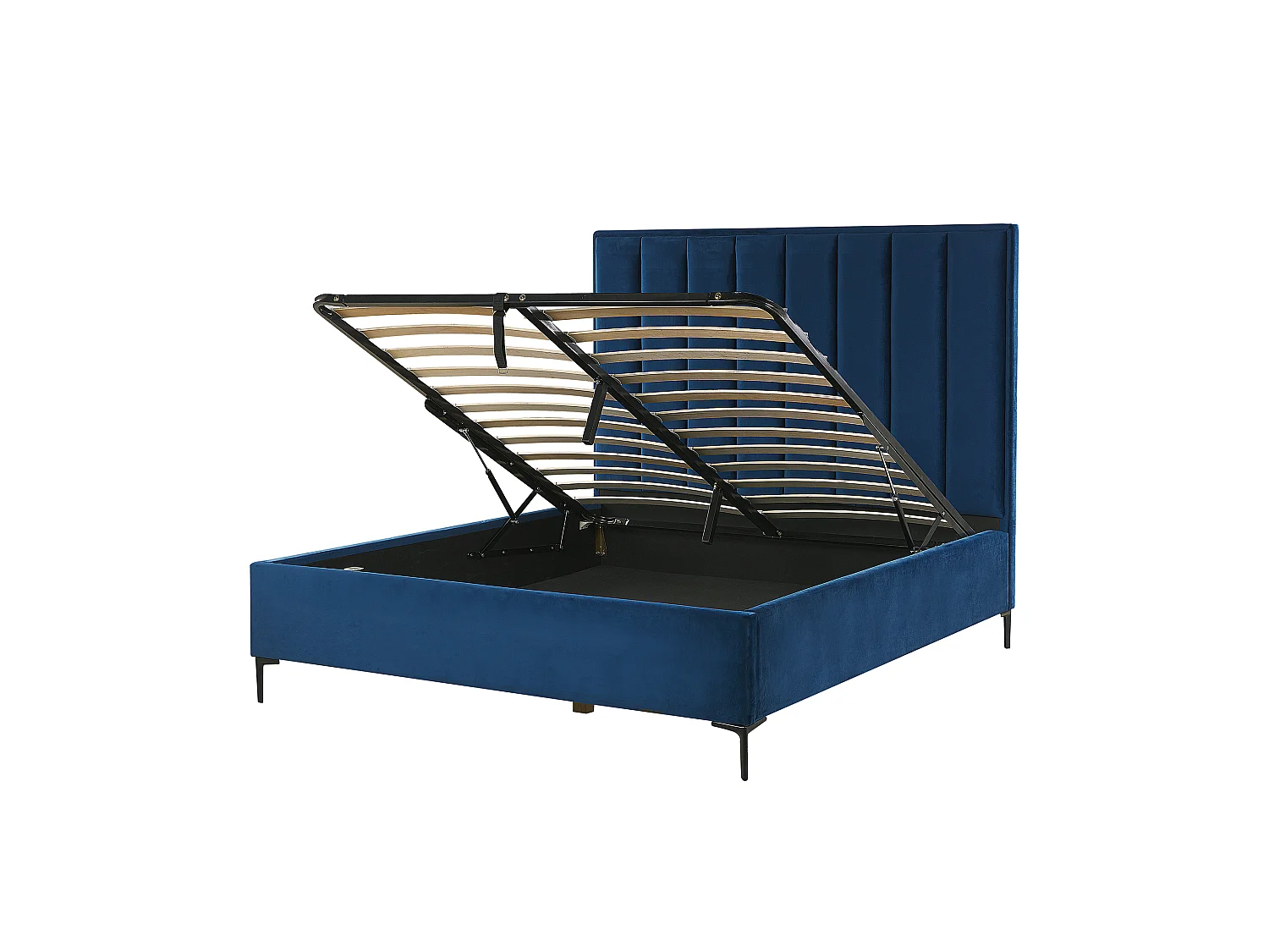 Letto con ottomano Velluto SEZANNE 140 x 200 cm Blu marino