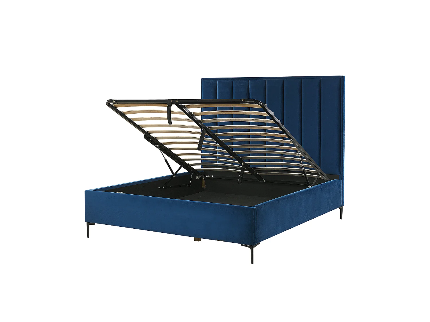 Lit ottoman Velours SEZANNE 140 x 200 cm Bleu marine