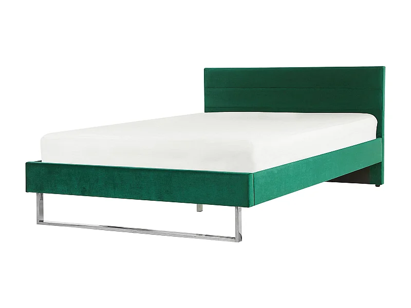Elegantes Doppelbett aus hochwertigem Samtstoff grün 160x200 cm Bellou