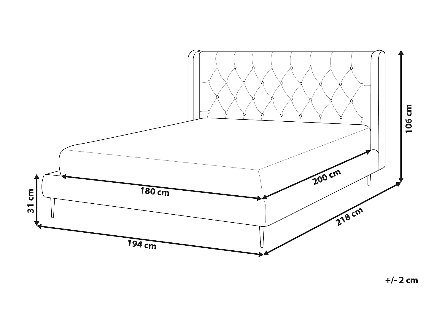 Cama Terciopelo FORBACH 180 x 200 cm Gris