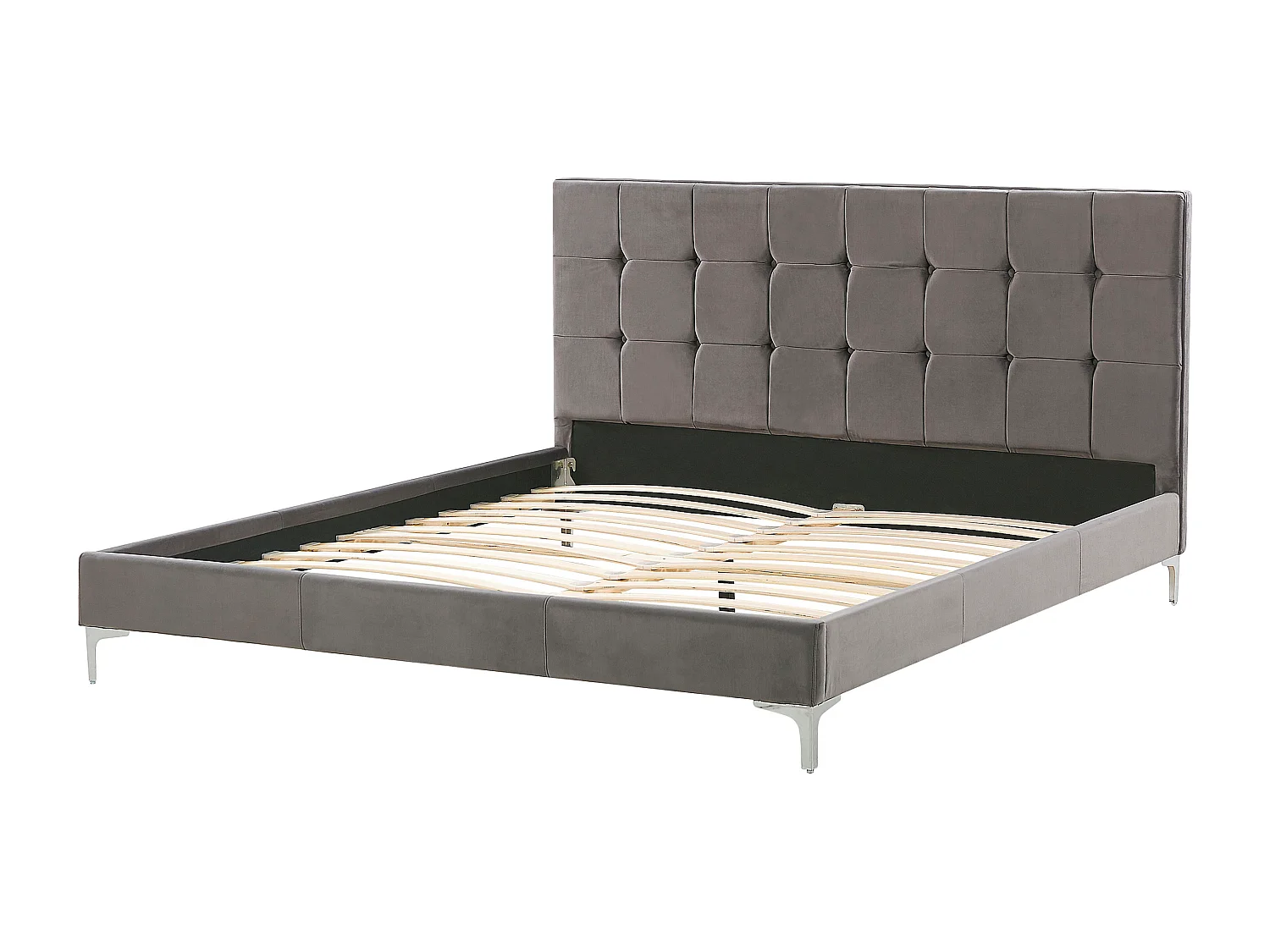 Lit avec sommier Velours AMBERT 160 x 200 cm Gris