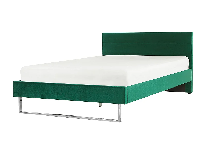 Lit avec sommier Velours BELLOU 140 x 200 cm Vert