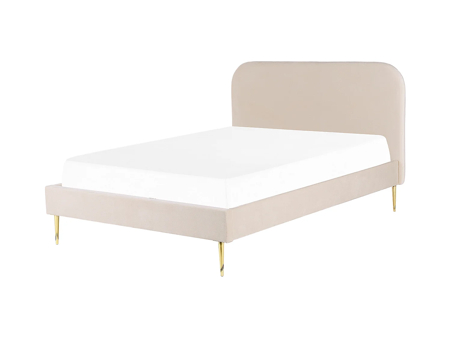 Lit avec sommier Velours FLAYAT 140 x 200 cm Beige clair