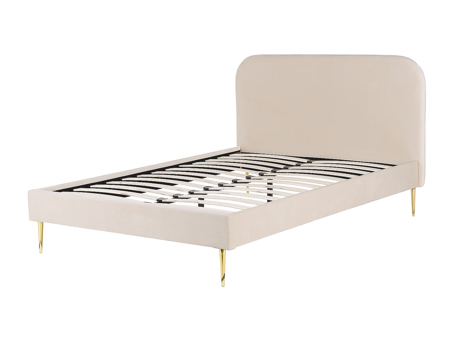 Lit avec sommier Velours FLAYAT 140 x 200 cm Beige clair